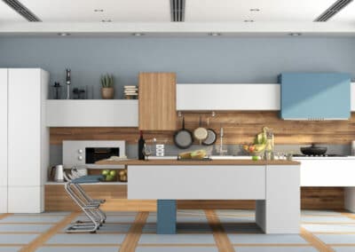 Weiß-blaue Küche im Modernen Stil